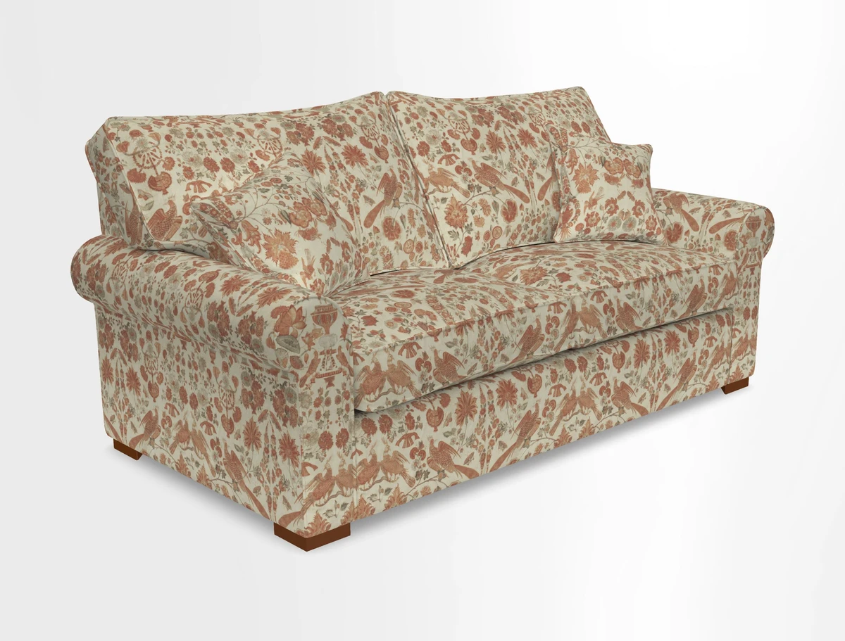 Upperton 3 Seater Loose Cover Sofa in Floral Linen Even So Verde - Fitted cover option available