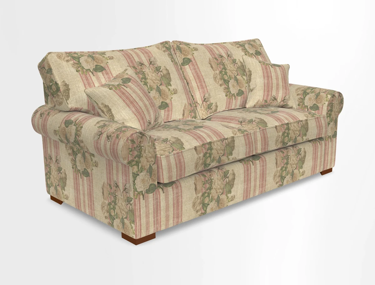 Upperton 3 Seater Loose Cover Sofa in Floral Linen Even So Verde - Fitted cover option available