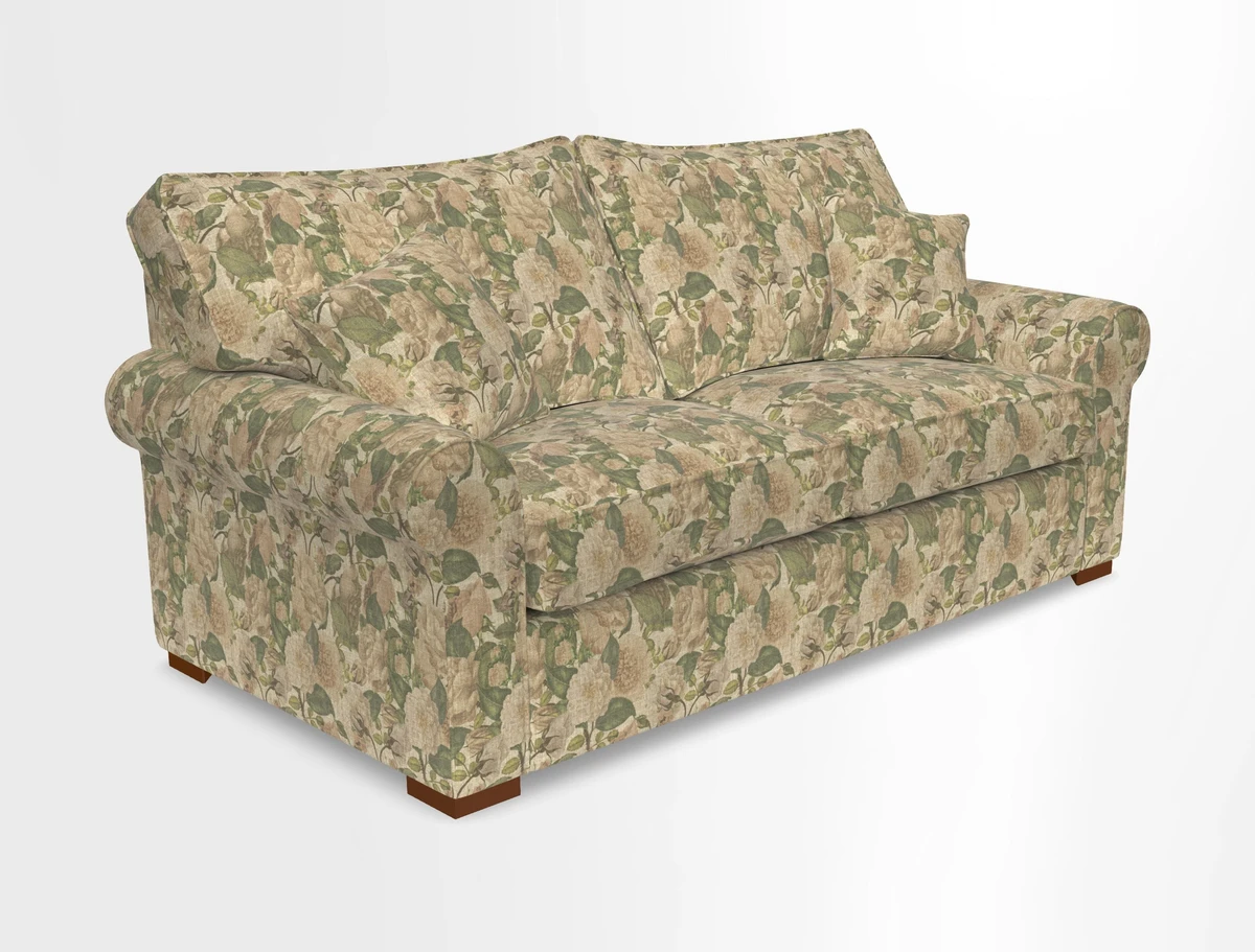 Upperton 3 Seater Loose Cover Sofa in Floral Linen Even So Verde - Fitted cover option available