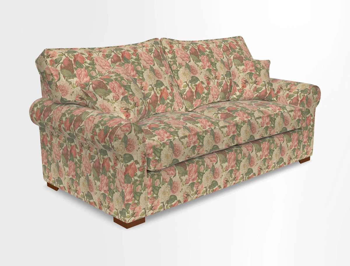 Upperton 3 Seater Loose Cover Sofa in Floral Linen Even So Verde - Fitted cover option available