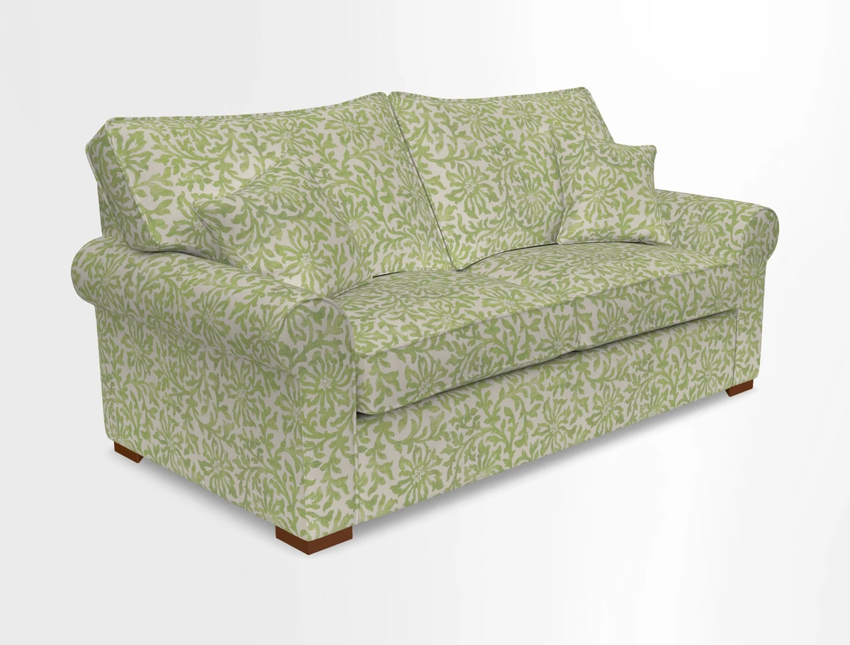 Upperton 3 Seater Loose Cover Sofa in Floral Linen Even So Verde - Fitted cover option available