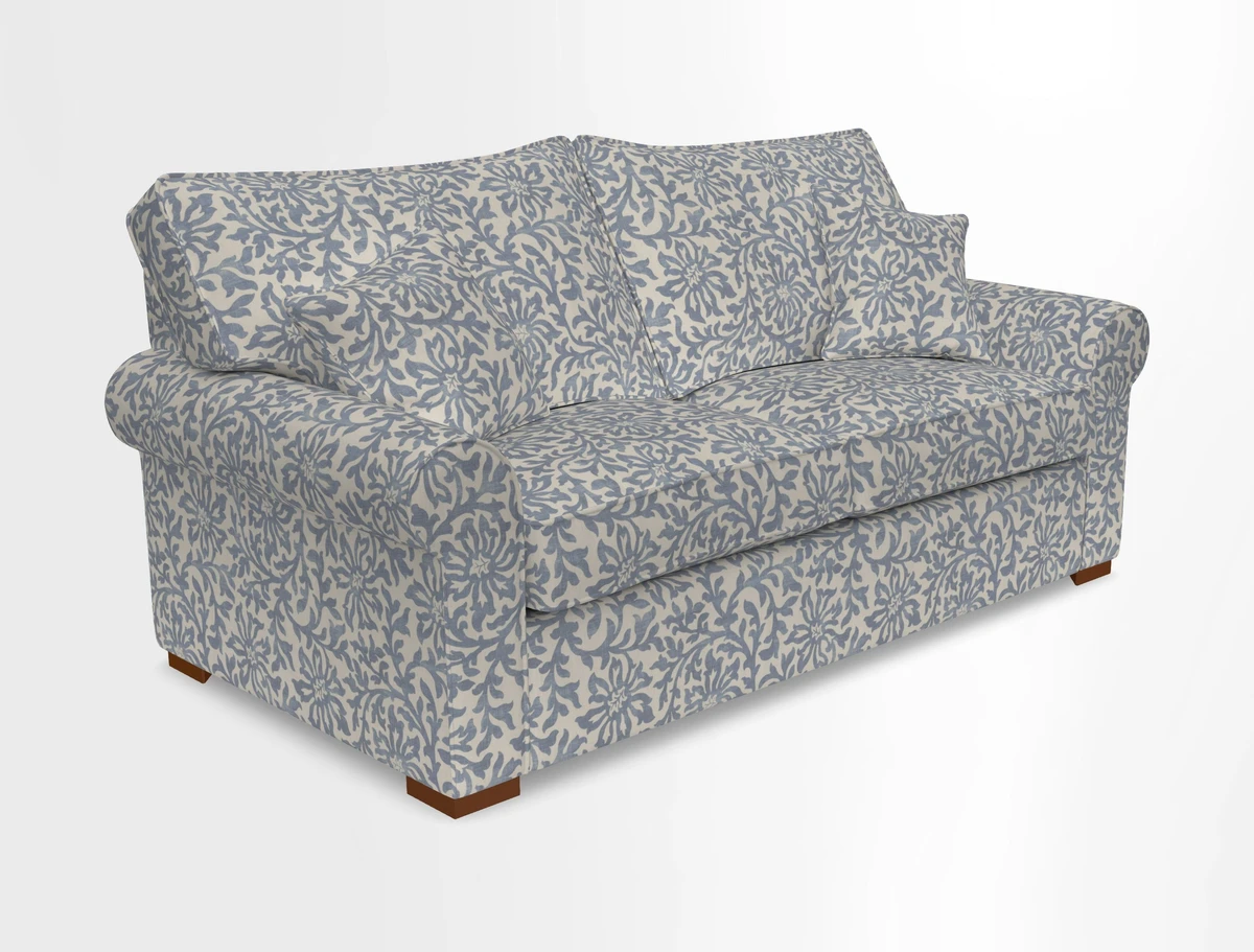 Upperton 3 Seater Loose Cover Sofa in Floral Linen Even So Verde - Fitted cover option available