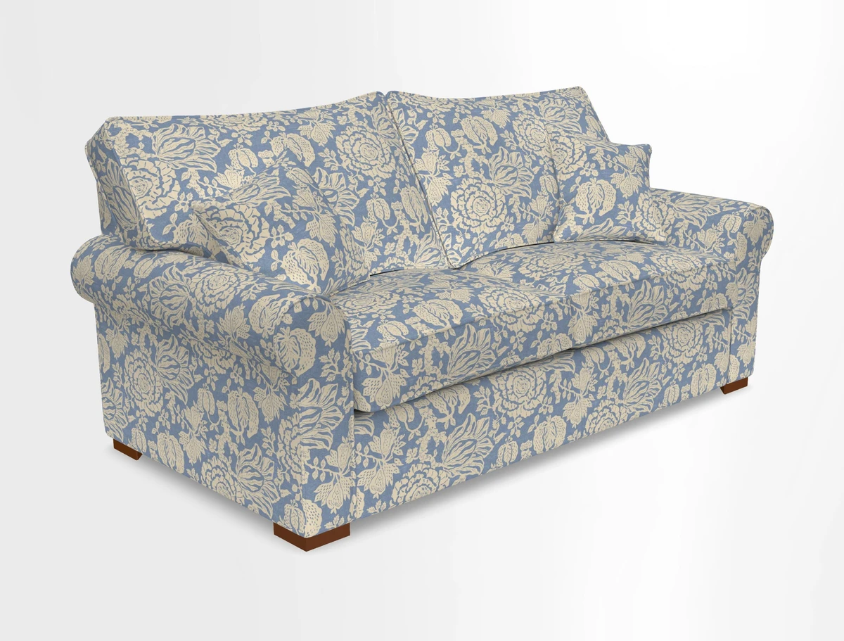 Upperton 3 Seater Loose Cover Sofa in Floral Linen Even So Verde - Fitted cover option available