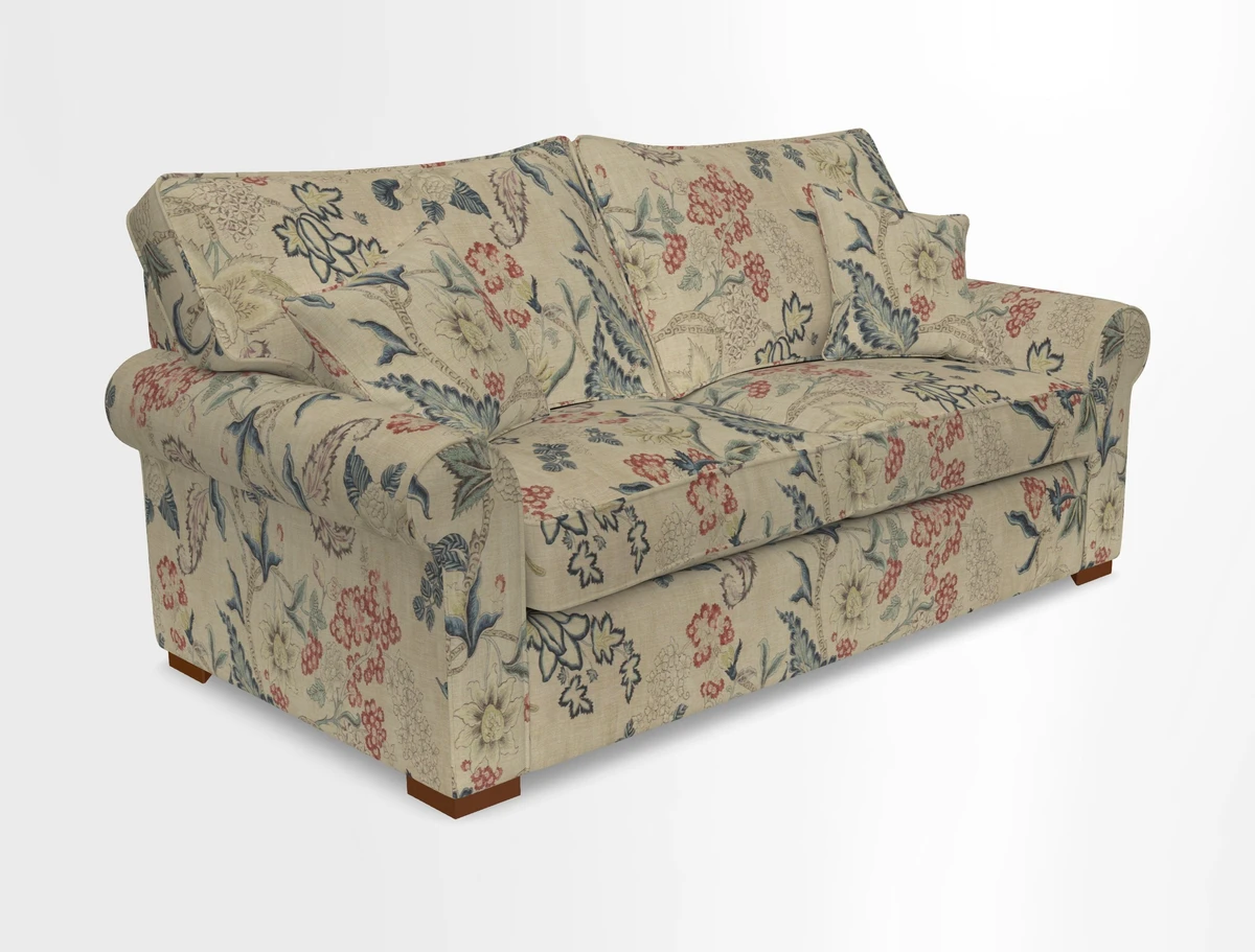 Upperton 3 Seater Loose Cover Sofa in Floral Linen Even So Verde - Fitted cover option available