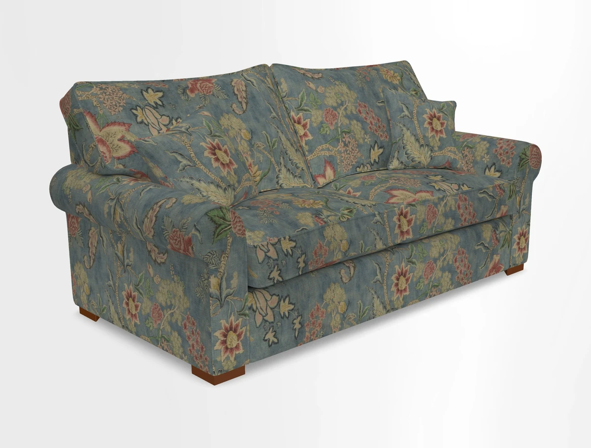 Upperton 3 Seater Loose Cover Sofa in Floral Linen Even So Verde - Fitted cover option available