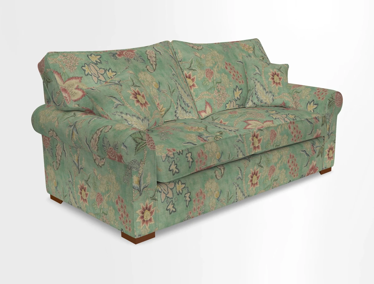 Upperton 3 Seater Loose Cover Sofa in Floral Linen Even So Verde - Fitted cover option available
