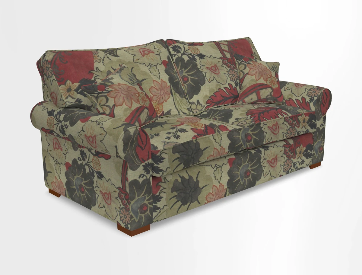 Upperton 3 Seater Loose Cover Sofa in Floral Linen Even So Verde - Fitted cover option available