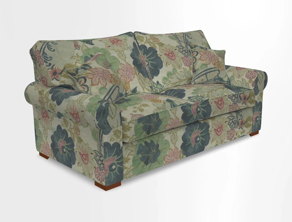 Upperton 3 Seater Loose Cover Sofa in Floral Linen Even So Verde - Fitted cover option available