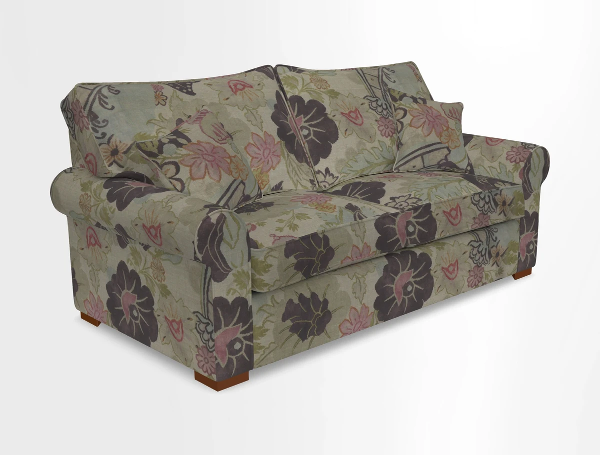 Upperton 3 Seater Loose Cover Sofa in Floral Linen Even So Verde - Fitted cover option available