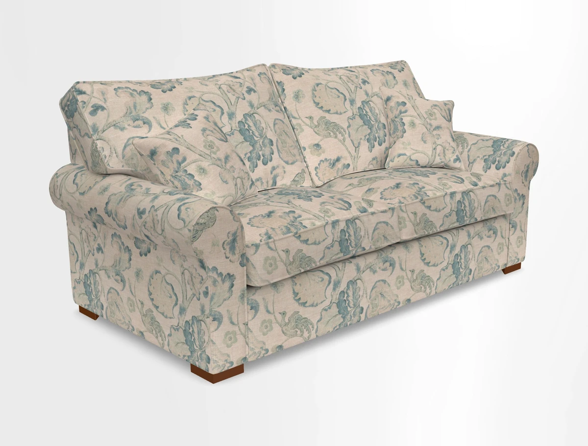 Upperton 3 Seater Loose Cover Sofa in Floral Linen Even So Verde - Fitted cover option available