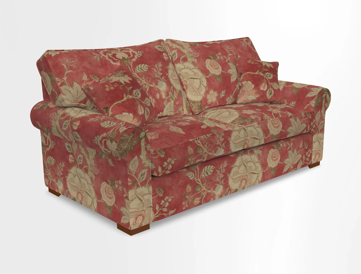 Upperton 3 Seater Loose Cover Sofa in Floral Linen Even So Verde - Fitted cover option available