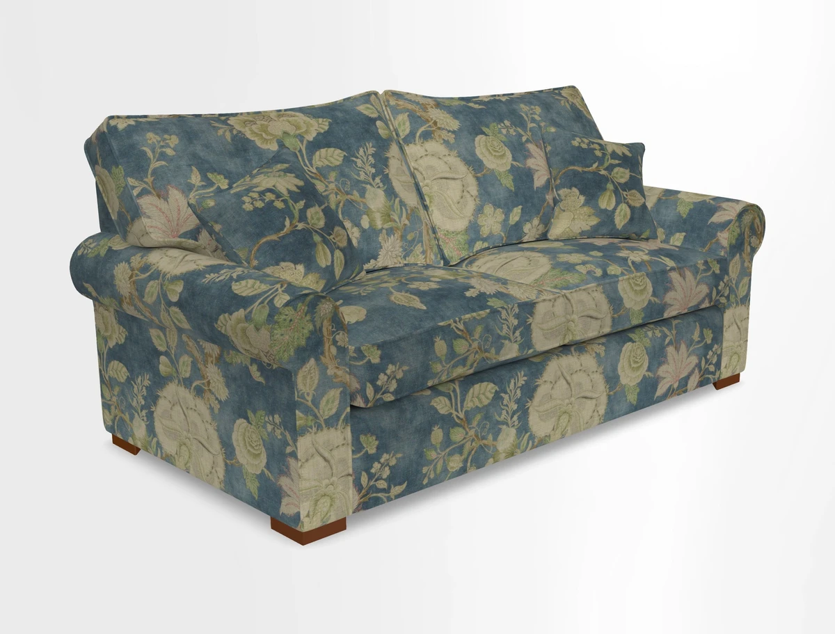 Upperton 3 Seater Loose Cover Sofa in Floral Linen Even So Verde - Fitted cover option available