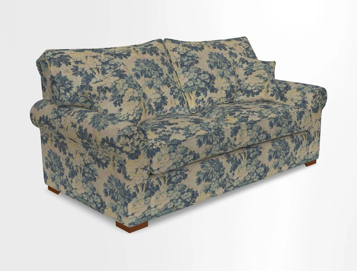 Upperton 3 Seater Loose Cover Sofa in Floral Linen Even So Verde - Fitted cover option available