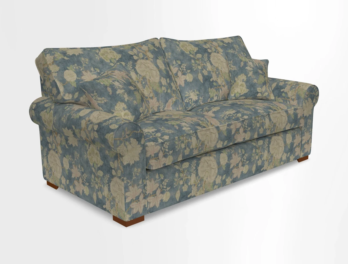 Upperton 3 Seater Loose Cover Sofa in Floral Linen Even So Verde - Fitted cover option available