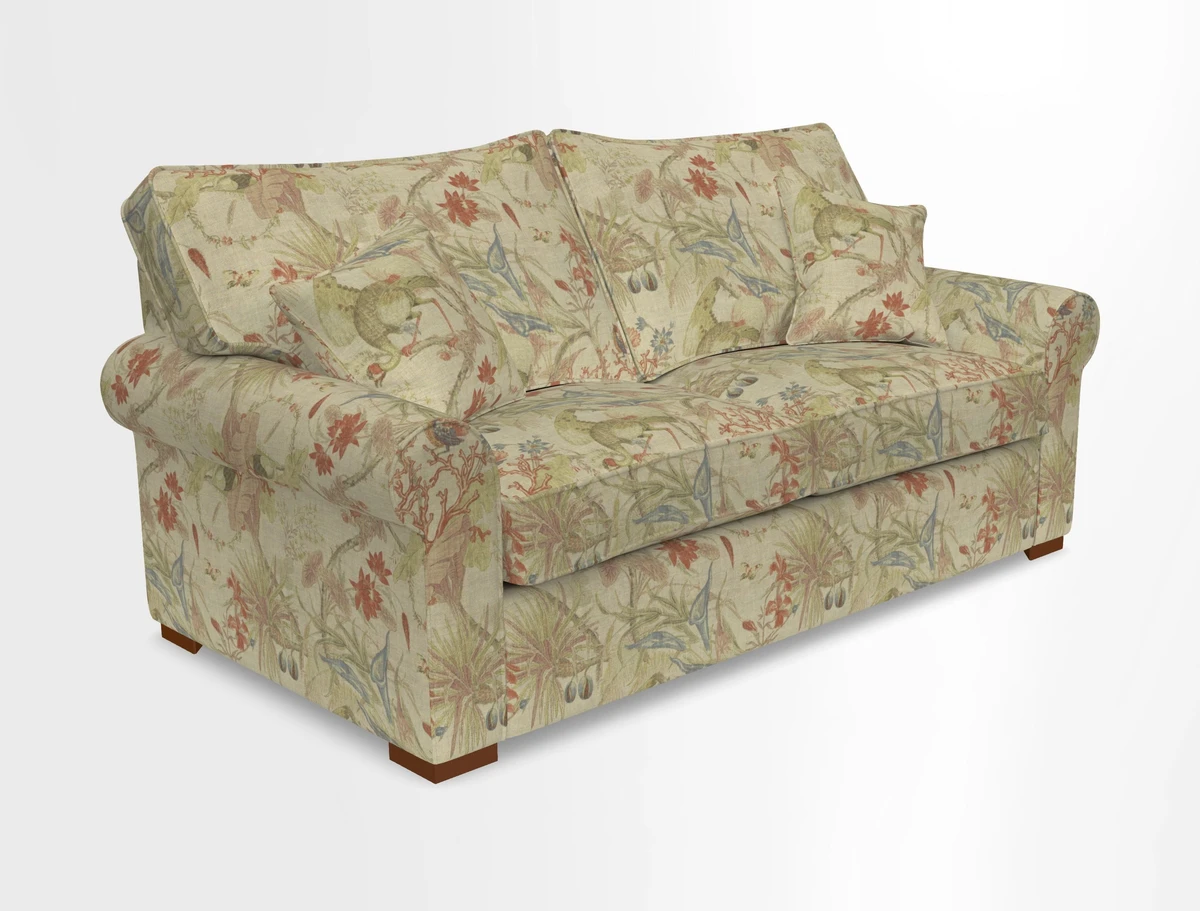 Upperton 3 Seater Loose Cover Sofa in Floral Linen Even So Verde - Fitted cover option available