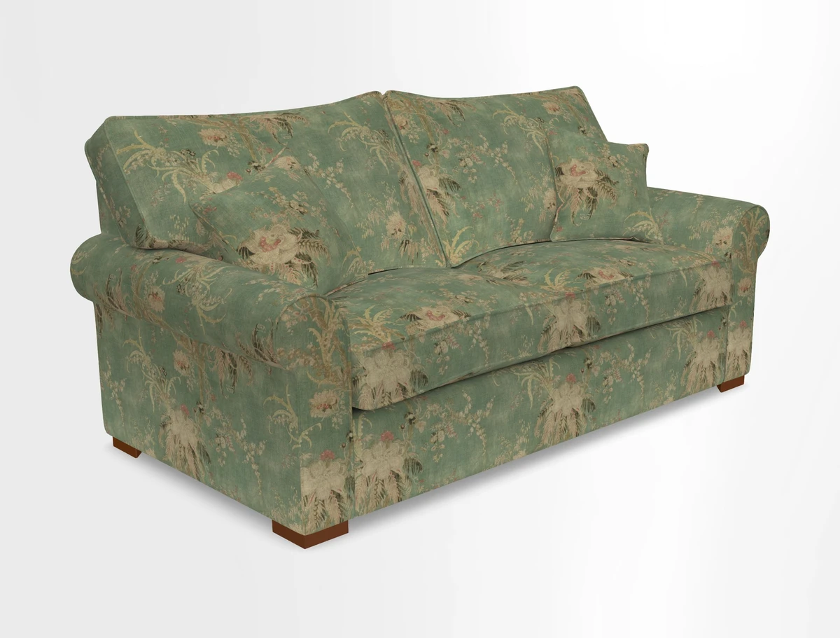 Upperton 3 Seater Loose Cover Sofa in Floral Linen Even So Verde - Fitted cover option available