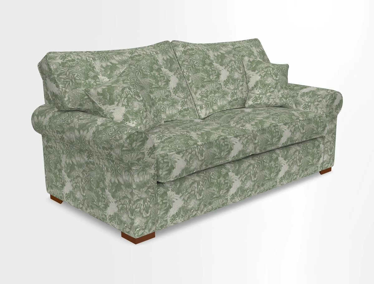 Upperton 3 Seater Loose Cover Sofa in Floral Linen Even So Verde - Fitted cover option available