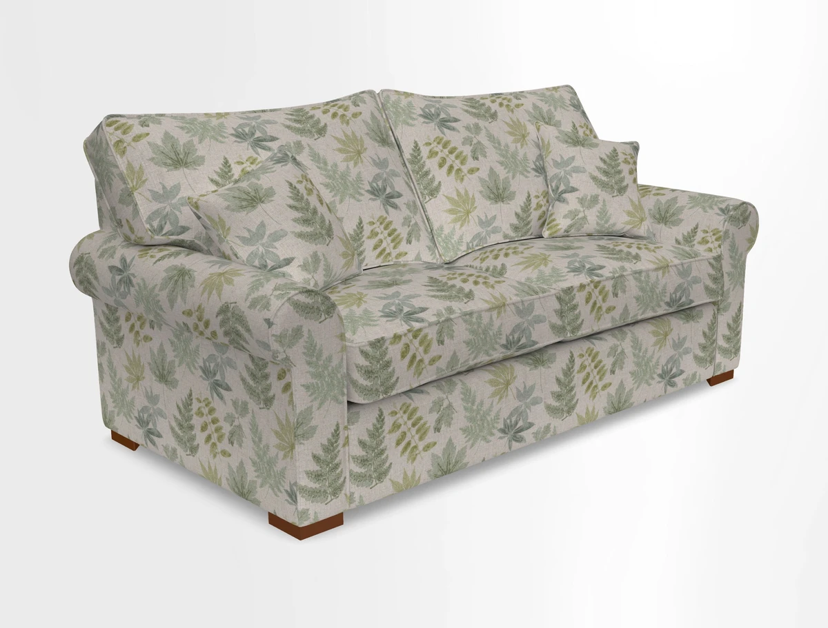 Upperton 3 Seater Loose Cover Sofa in Floral Linen Even So Verde - Fitted cover option available