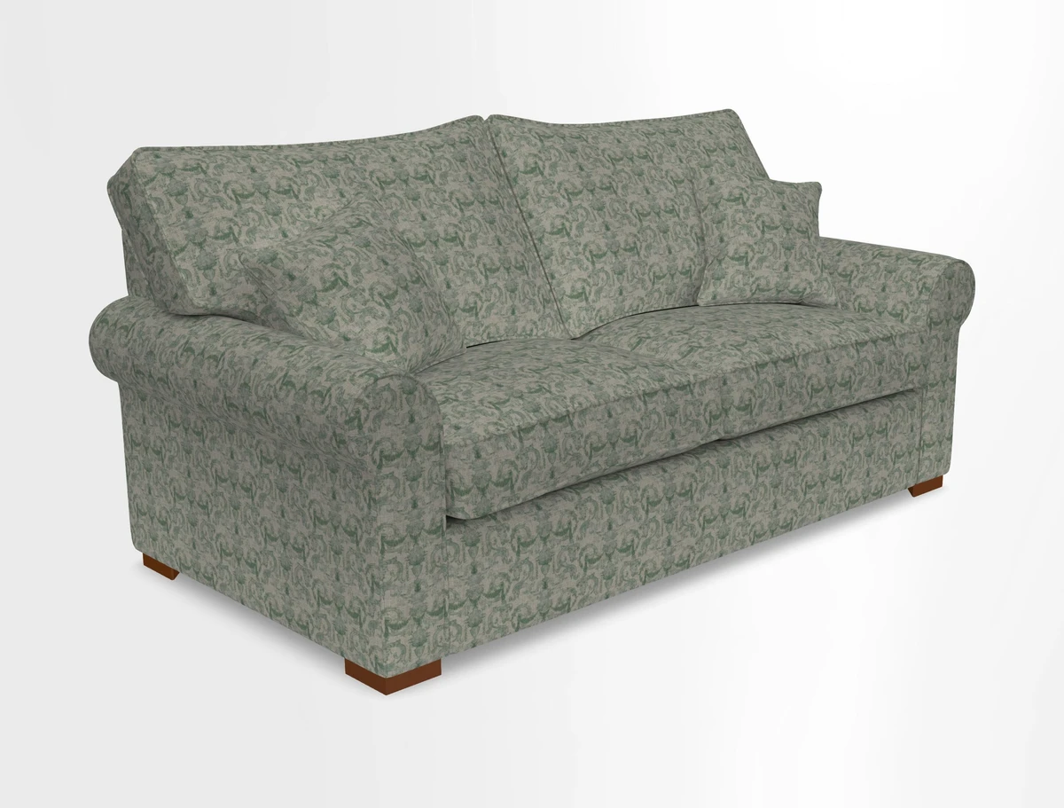 Upperton 3 Seater Loose Cover Sofa in Floral Linen Even So Verde - Fitted cover option available