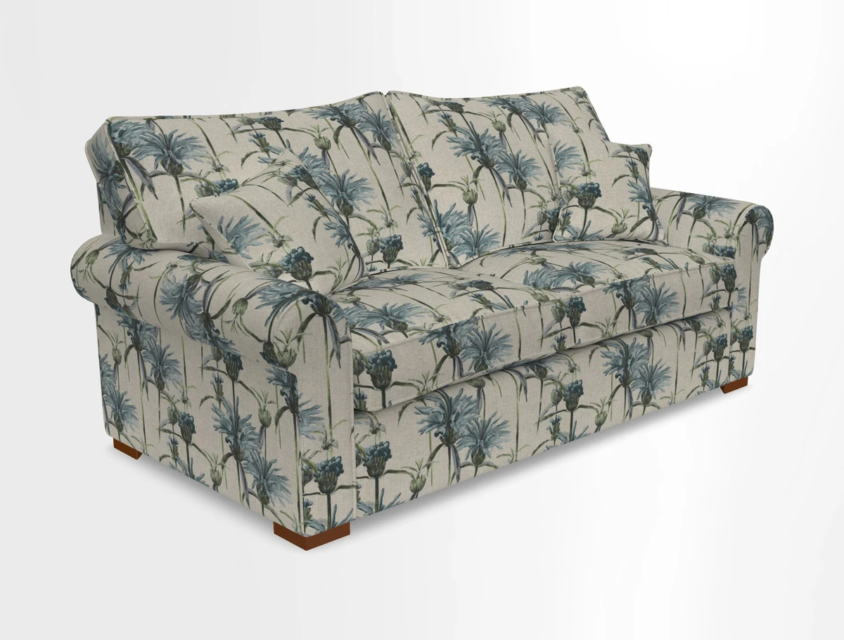 Upperton 3 Seater Loose Cover Sofa in Floral Linen Even So Verde - Fitted cover option available