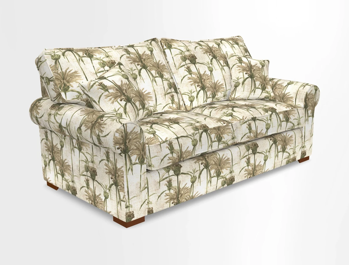 Upperton 3 Seater Loose Cover Sofa in Floral Linen Even So Verde - Fitted cover option available