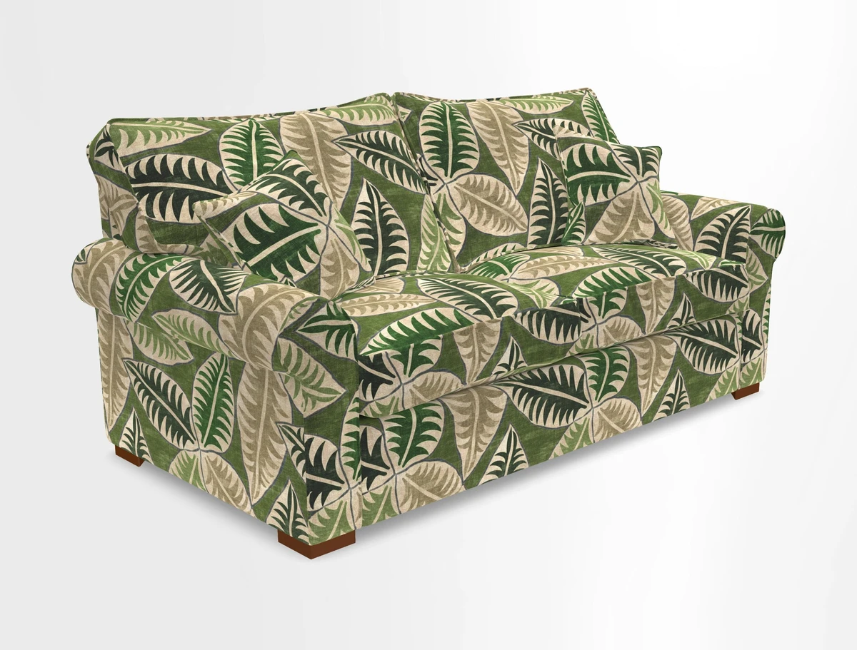 Upperton 3 Seater Loose Cover Sofa in Floral Linen Even So Verde - Fitted cover option available