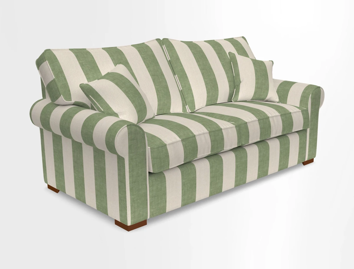 Upperton 3 Seater Loose Cover Sofa in Floral Linen Even So Verde - Fitted cover option available
