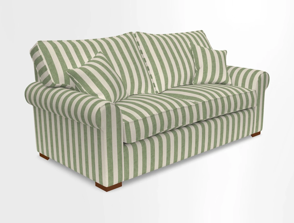 Upperton 3 Seater Loose Cover Sofa in Floral Linen Even So Verde - Fitted cover option available