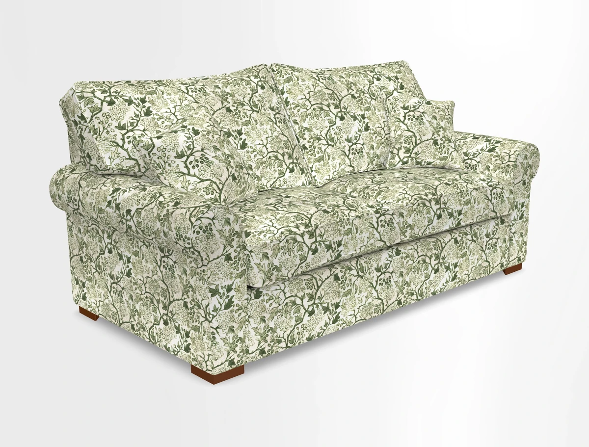 Upperton 3 Seater Loose Cover Sofa in Floral Linen Even So Verde - Fitted cover option available