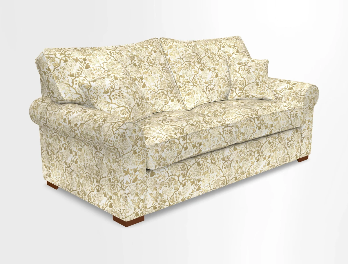 Upperton 3 Seater Loose Cover Sofa in Floral Linen Even So Verde - Fitted cover option available