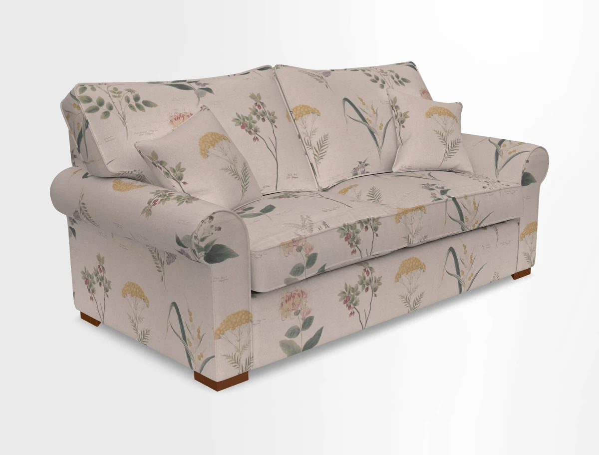 Upperton 3 Seater Loose Cover Sofa in Floral Linen Even So Verde - Fitted cover option available