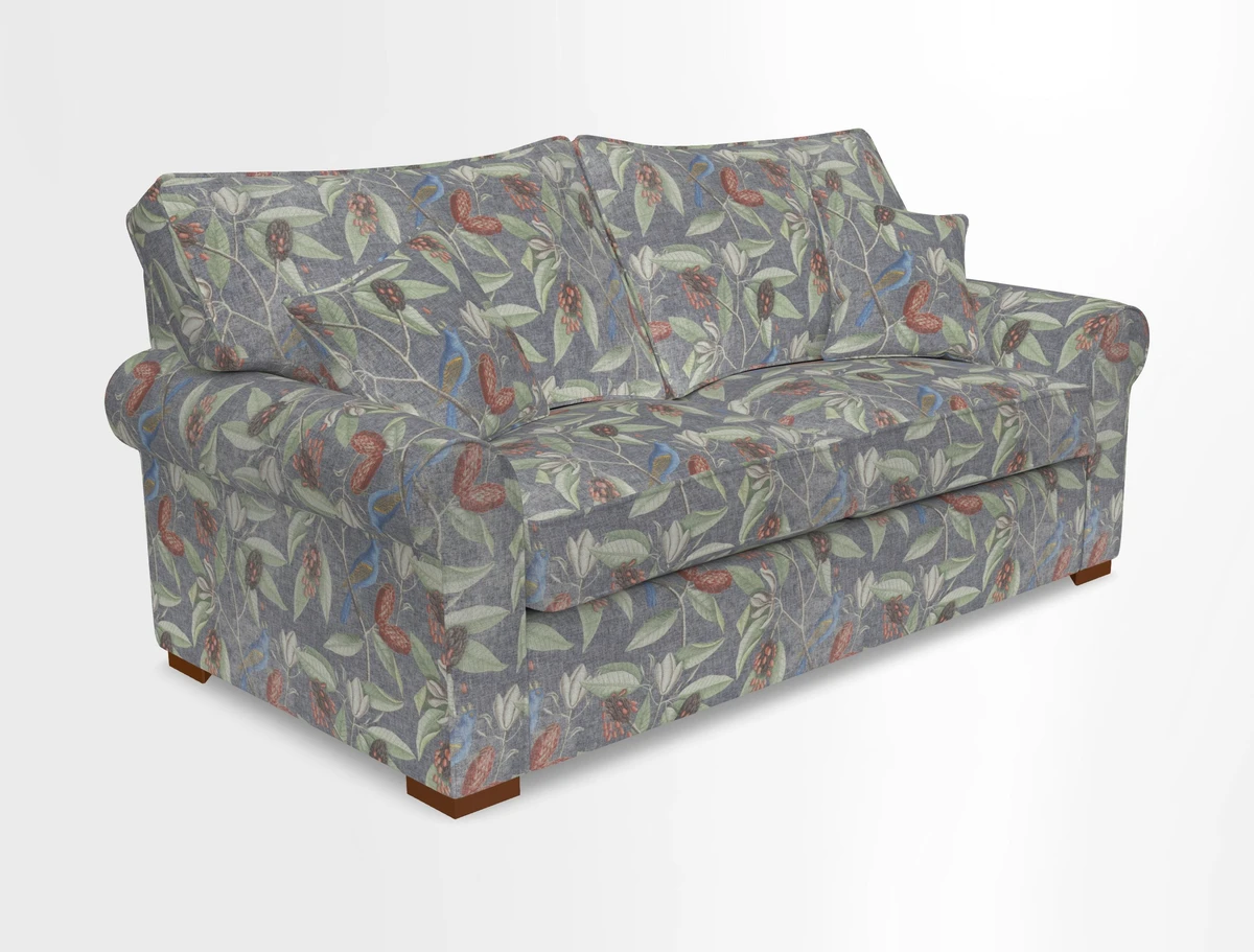 Upperton 3 Seater Loose Cover Sofa in Floral Linen Even So Verde - Fitted cover option available
