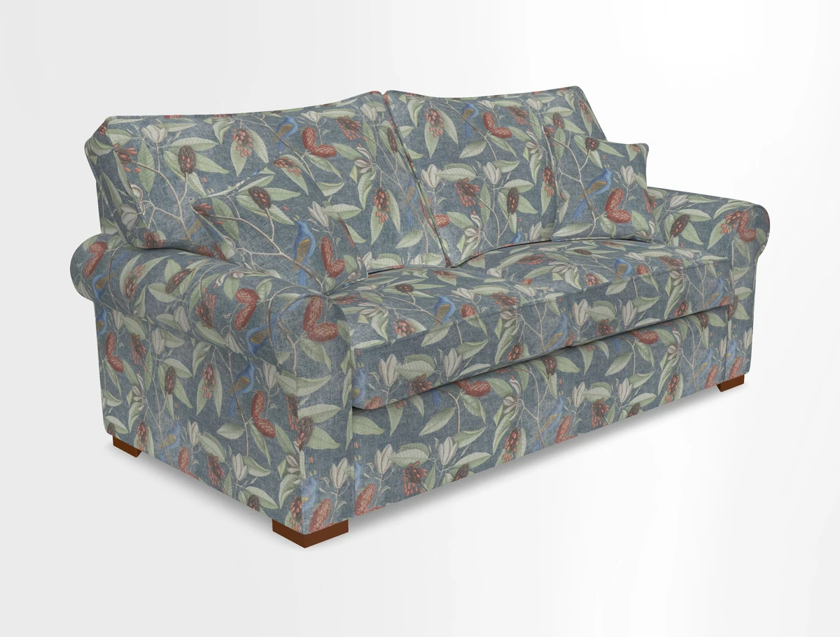 Upperton 3 Seater Loose Cover Sofa in Floral Linen Even So Verde - Fitted cover option available