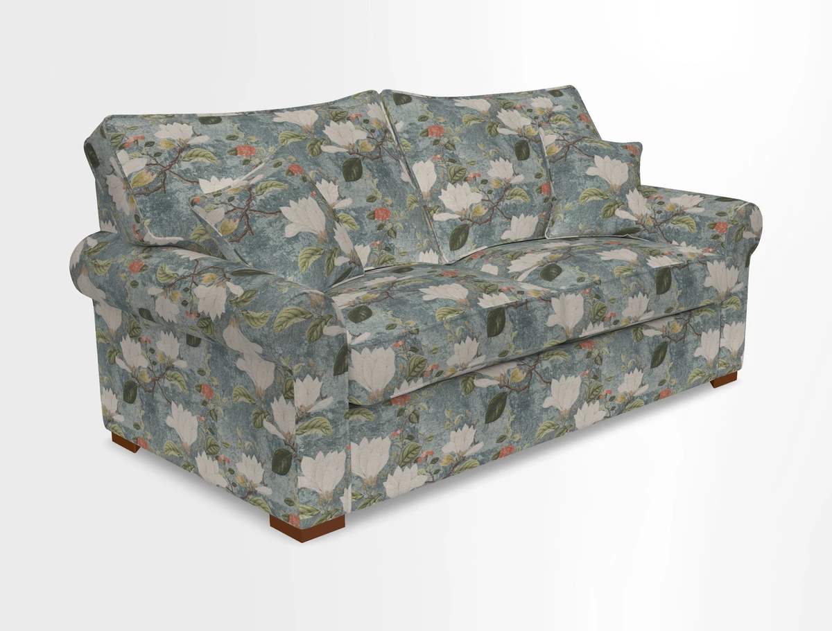 Upperton 3 Seater Loose Cover Sofa in Floral Linen Even So Verde - Fitted cover option available