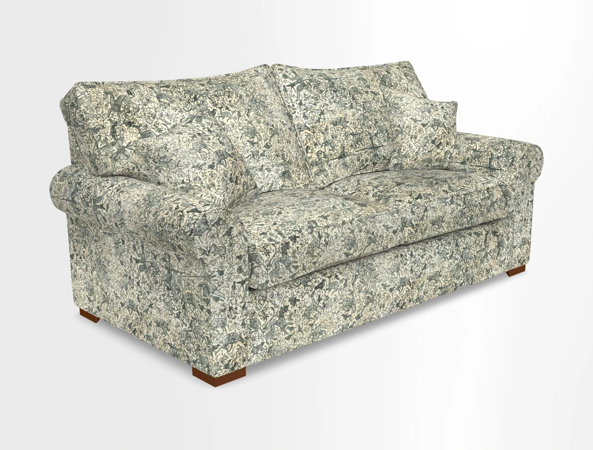 Upperton 3 Seater Loose Cover Sofa in Floral Linen Even So Verde - Fitted cover option available