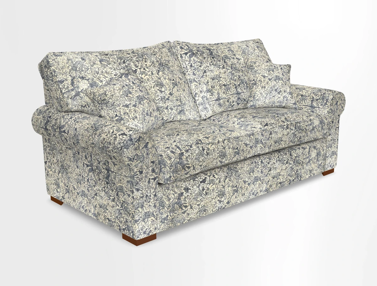 Upperton 3 Seater Loose Cover Sofa in Floral Linen Even So Verde - Fitted cover option available