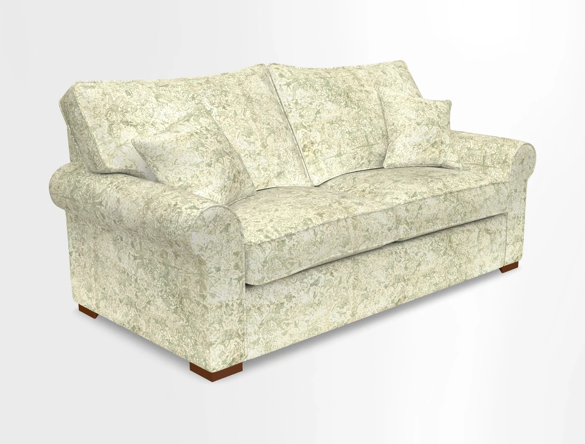 Upperton 3 Seater Loose Cover Sofa in Floral Linen Even So Verde - Fitted cover option available