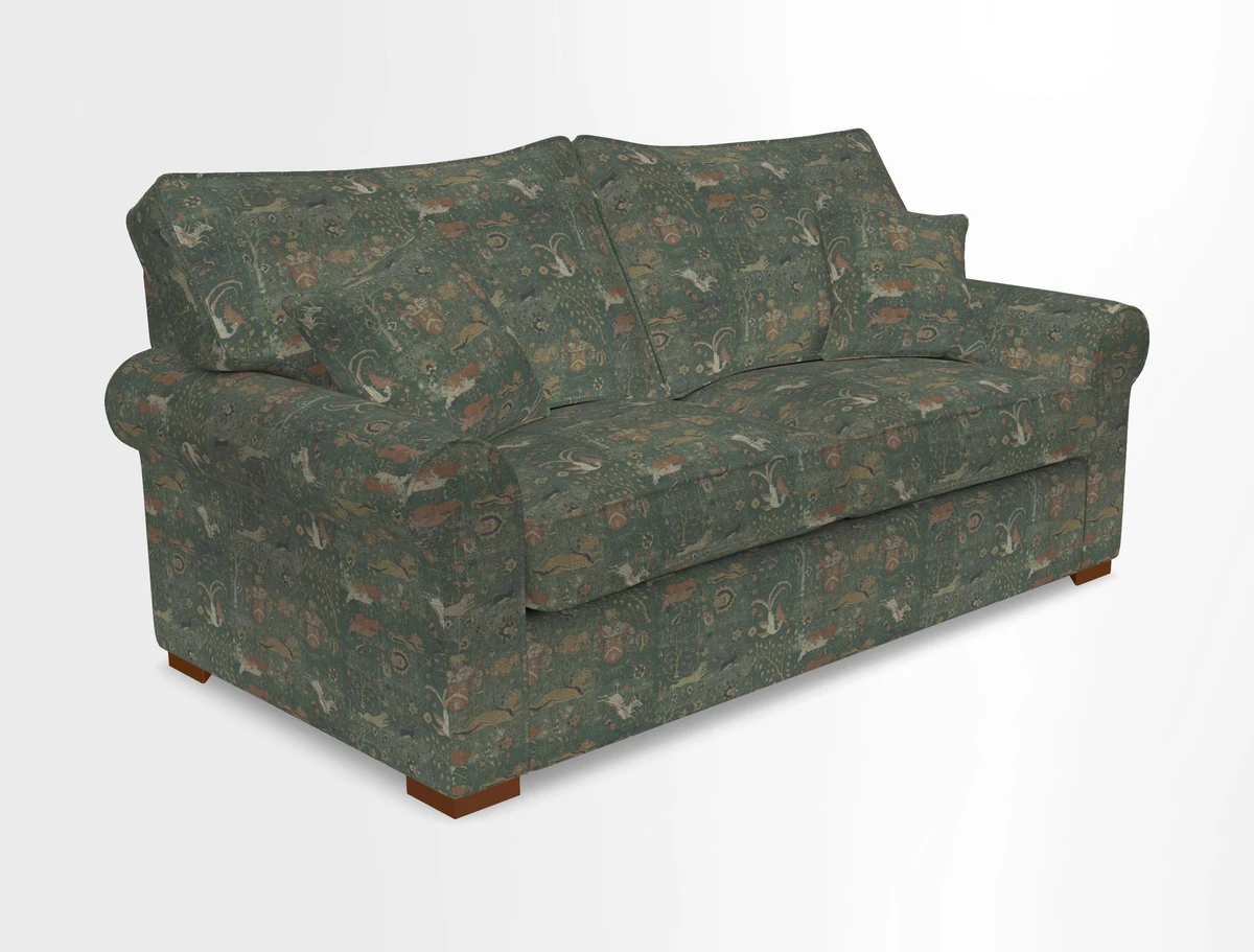 Upperton 3 Seater Loose Cover Sofa in Floral Linen Even So Verde - Fitted cover option available