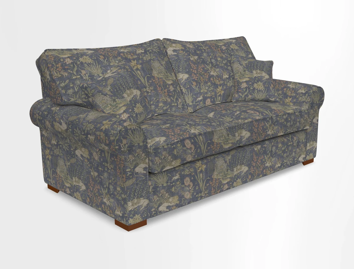 Upperton 3 Seater Loose Cover Sofa in Floral Linen Even So Verde - Fitted cover option available
