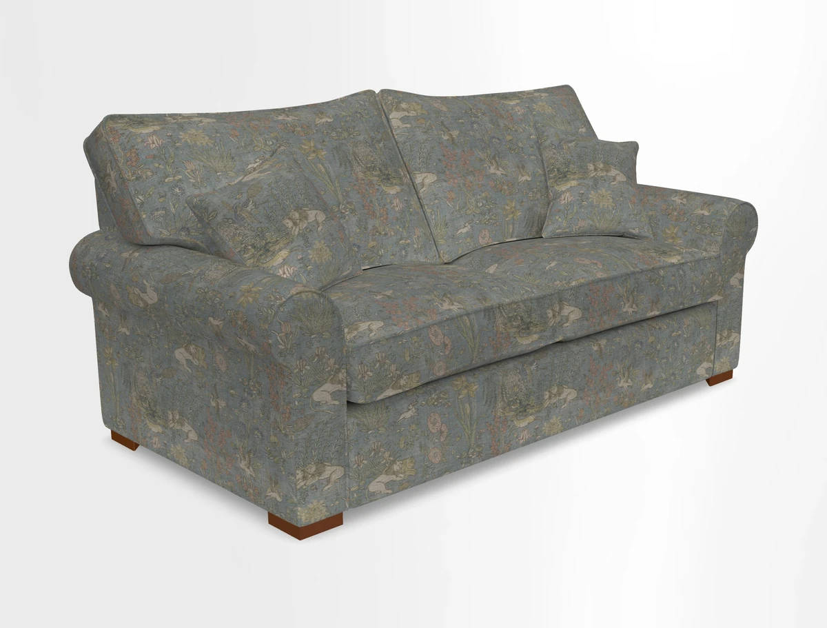 Upperton 3 Seater Loose Cover Sofa in Floral Linen Even So Verde - Fitted cover option available