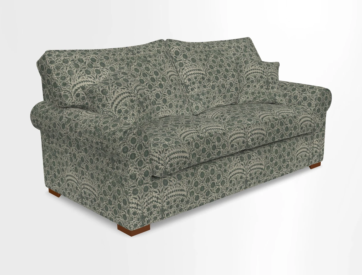 Upperton 3 Seater Loose Cover Sofa in Floral Linen Even So Verde - Fitted cover option available