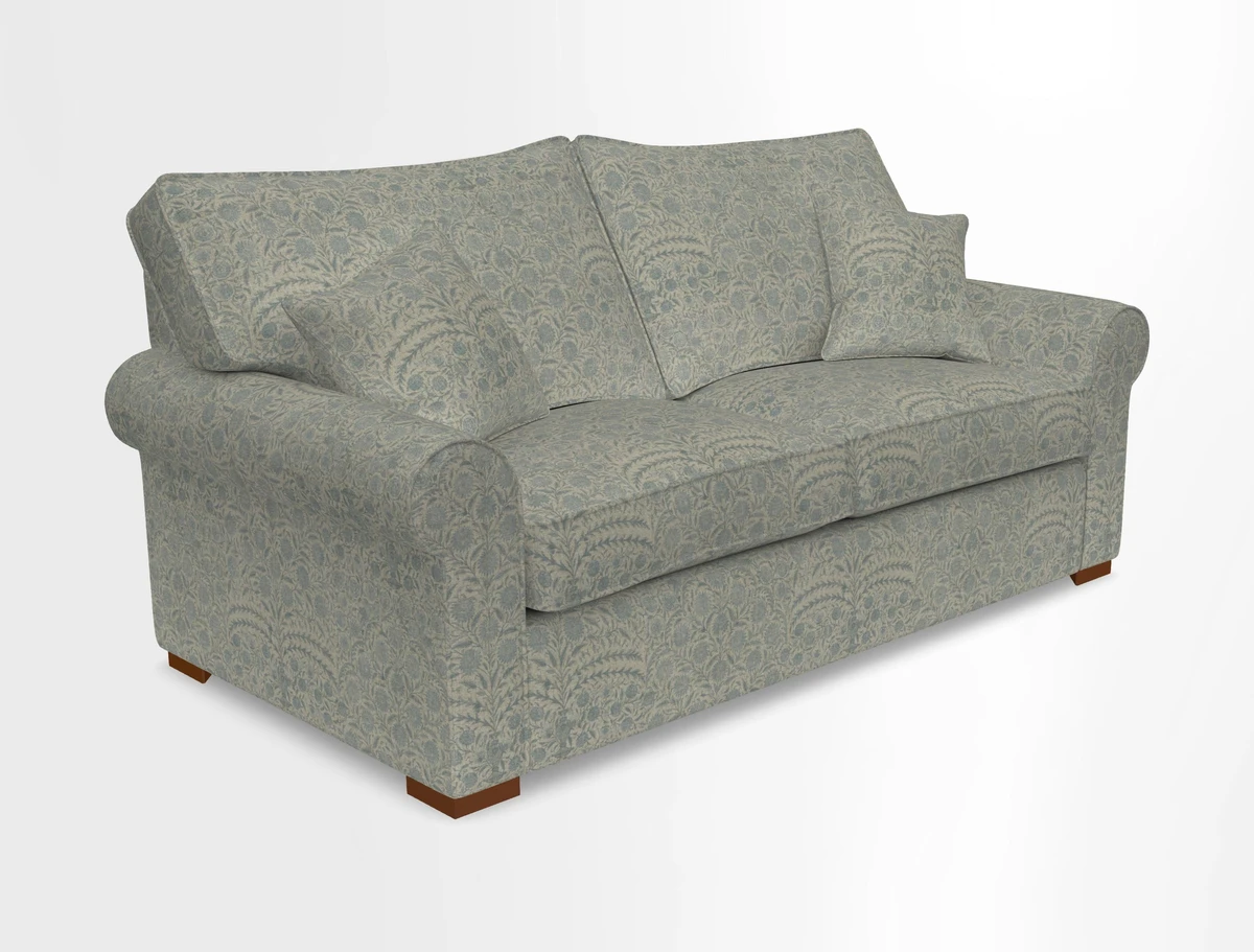Upperton 3 Seater Loose Cover Sofa in Floral Linen Even So Verde - Fitted cover option available