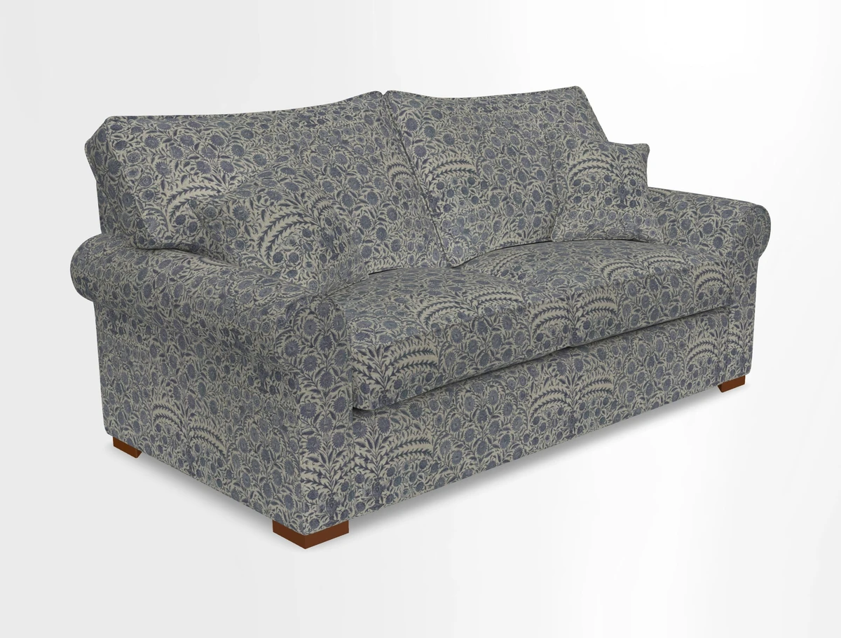 Upperton 3 Seater Loose Cover Sofa in Floral Linen Even So Verde - Fitted cover option available