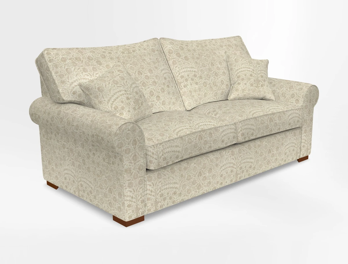 Upperton 3 Seater Loose Cover Sofa in Floral Linen Even So Verde - Fitted cover option available