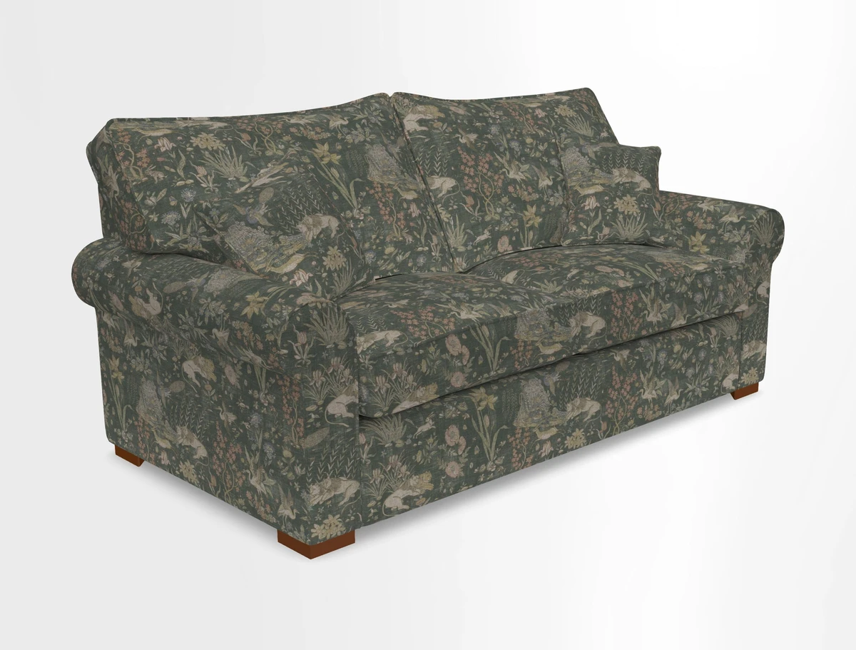 Upperton 3 Seater Loose Cover Sofa in Floral Linen Even So Verde - Fitted cover option available