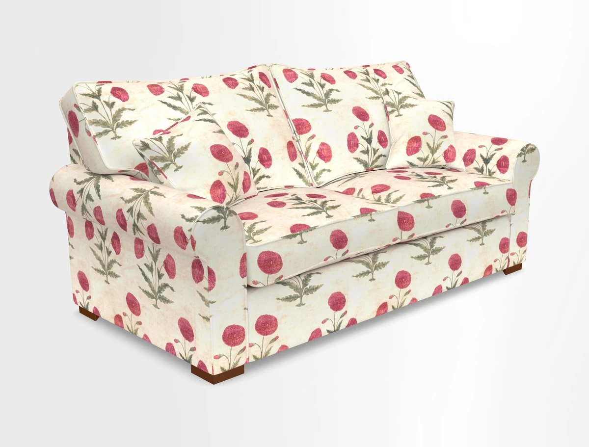 Upperton 3 Seater Loose Cover Sofa in Floral Linen Even So Verde - Fitted cover option available