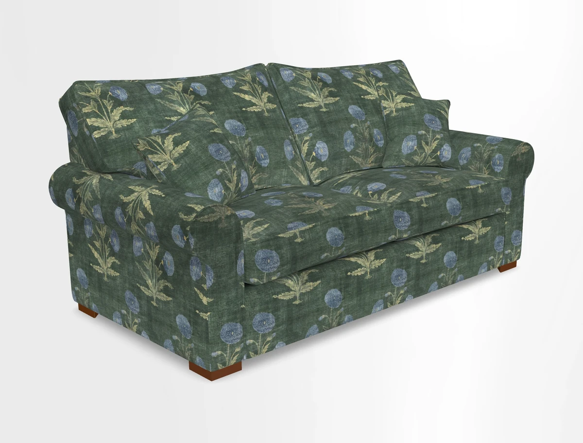 Upperton 3 Seater Loose Cover Sofa in Floral Linen Even So Verde - Fitted cover option available