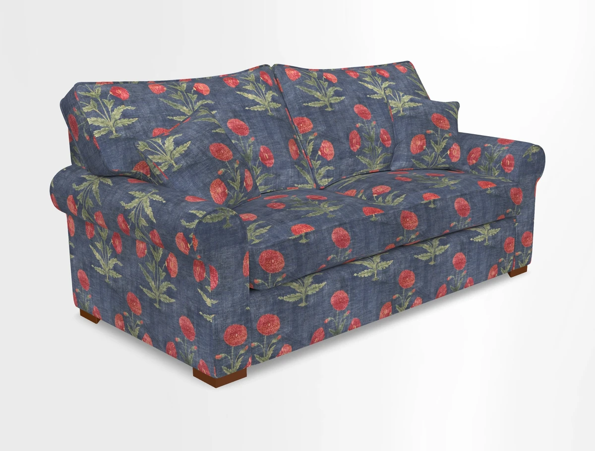 Upperton 3 Seater Loose Cover Sofa in Floral Linen Even So Verde - Fitted cover option available