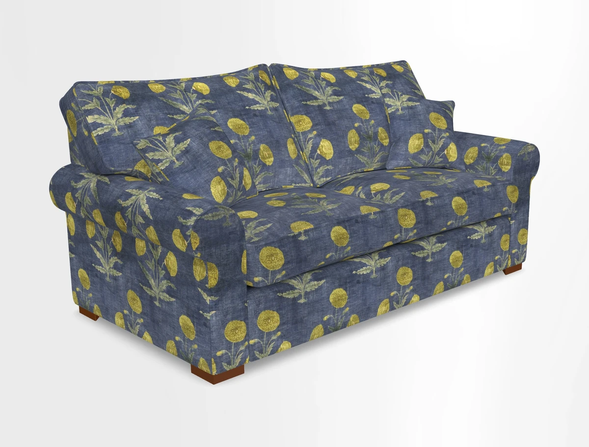 Upperton 3 Seater Loose Cover Sofa in Floral Linen Even So Verde - Fitted cover option available