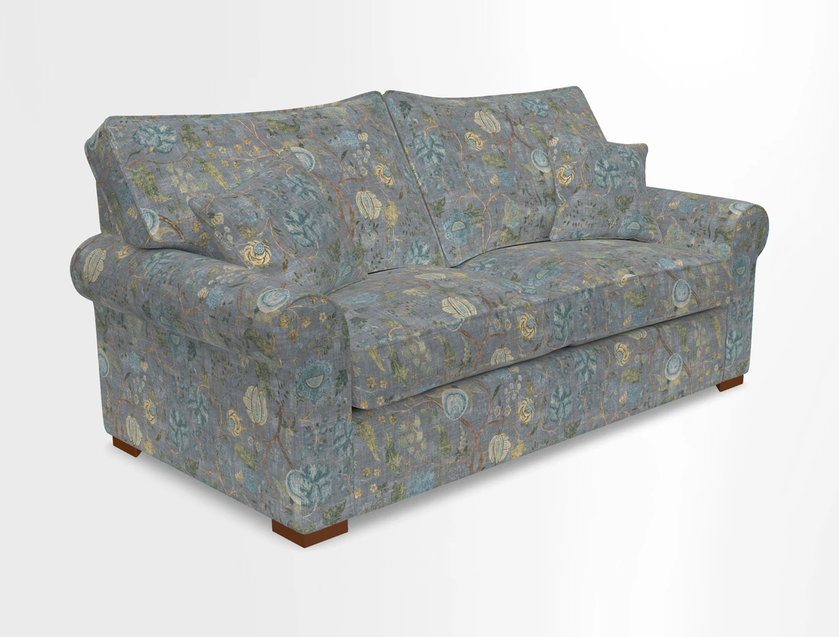 Upperton 3 Seater Loose Cover Sofa in Floral Linen Even So Verde - Fitted cover option available